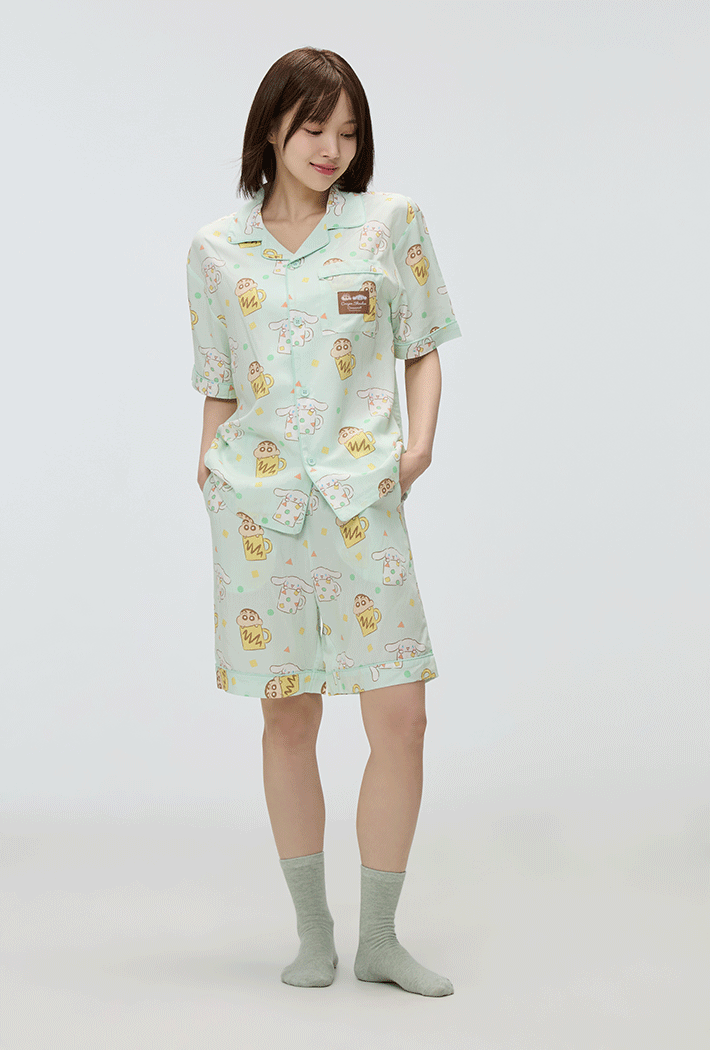 [預購款]SPAOx蠟筆小新xCinnamoroll 夏日睡衣套裝
