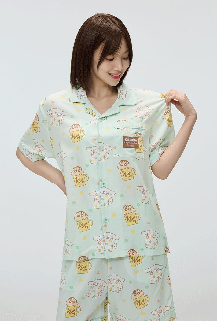 [預購款]SPAOx蠟筆小新xCinnamoroll 夏日睡衣套裝
