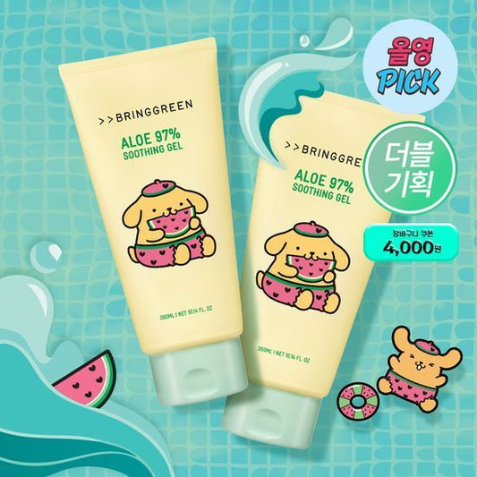 [7月預購款]Olive Young X Sanrio 聯乘系列-布丁狗 蘆薈97%舒緩凝膠泡沫潔面乳 1+1