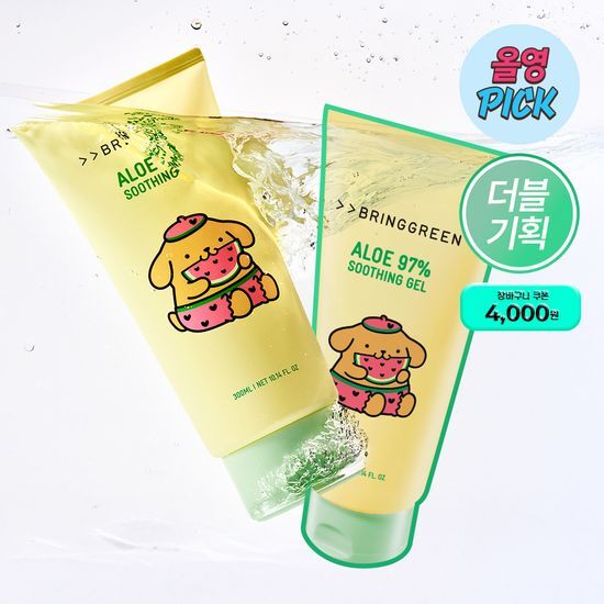 [7月預購款]Olive Young X Sanrio 聯乘系列-布丁狗 蘆薈97%舒緩凝膠泡沫潔面乳 1+1